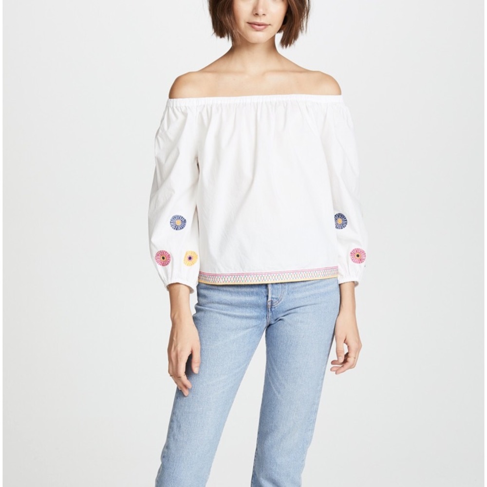 Madewell off the shoulder embroidered top